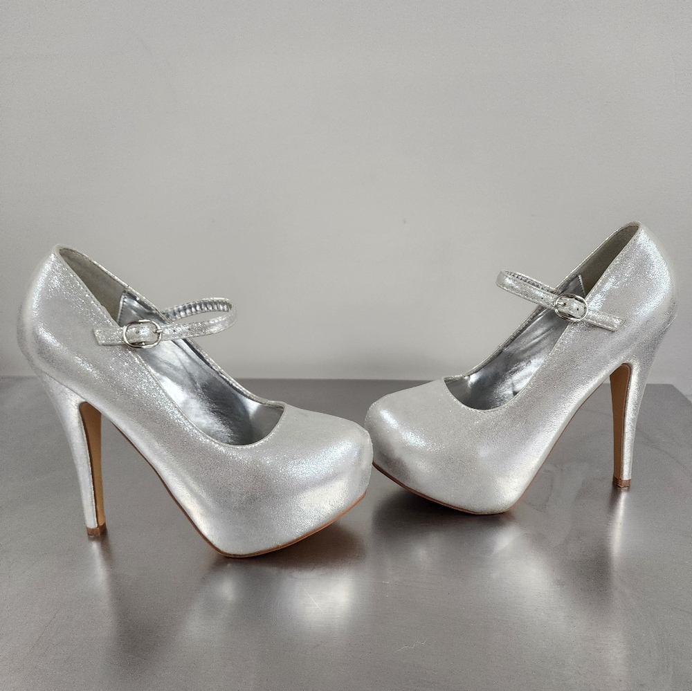 Sliver Glitter Delicacy Platform 6inch Stiletto Heels  Size 8